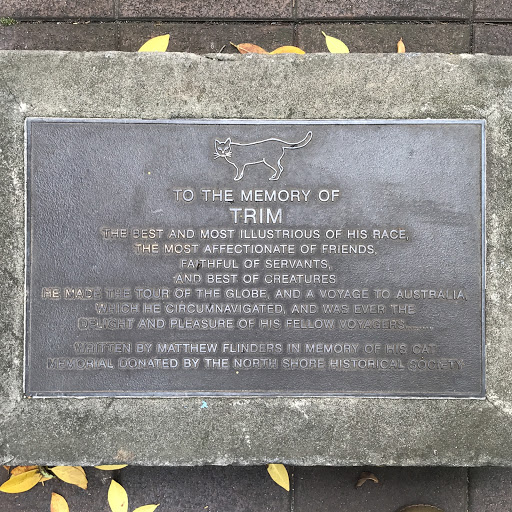 This is a companion plaque to the one beside Trim, Matthew Flinders' Intrepid Cat (https://readtheplaque.com/plaque/trim-matthew-flinders-intrepid-cat ), outside the State Gallery of New South...
