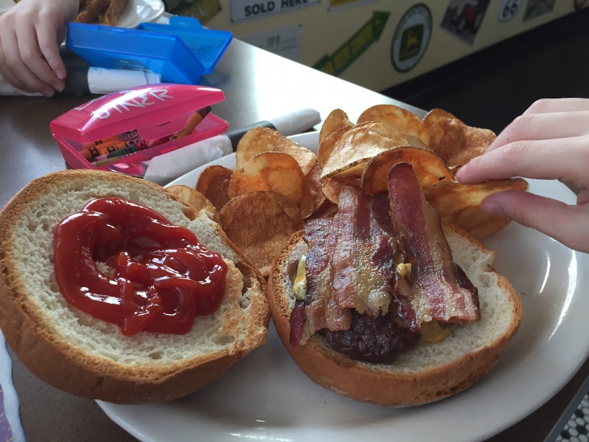 Bacon double cheeseburger. We have a very happy 10 year old!