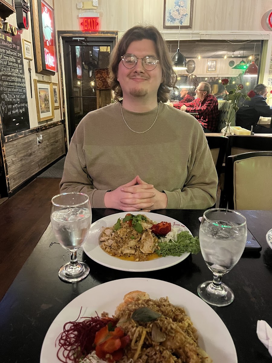 Basil fried rice and jungle stir fry