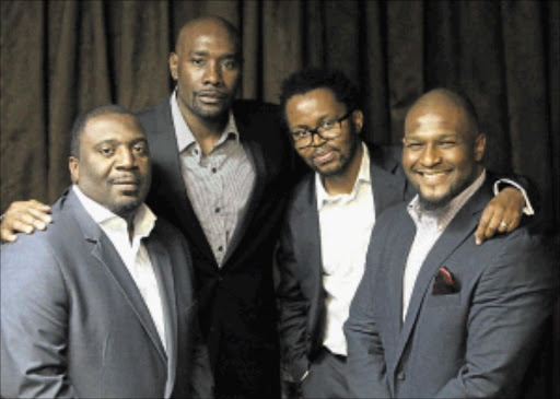 WORKING TOGETHER : Tarek Stevens, left, Morris Chestnut , Uzanenkosi Mahlangu and Samad Davis during a press conference at the National Film and Video Foundation offices in Joburg yesterday PHOTO: ANTONIO MUCHAVE