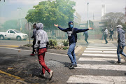 Protesting students during the fees must fall protest at the Wits University Campus in Johannesburg. 