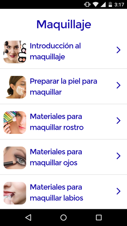 Android application Makeup Course screenshort