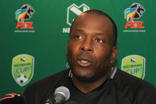 Stanley Menzo (head coach) during the Ajax Cape Town press conference at Athlone Stadium on March 09, 2017 in Cape Town, South Africa.