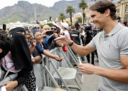 Rafael Nadal greets fans on the Grand Parade in Cape Town on February 7 2020.
