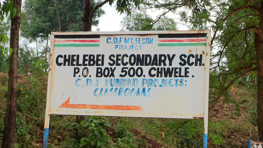 EXPECT DROPOUTS: A signpost of Chelebei Secondary School where 20 girls were found pregnant.