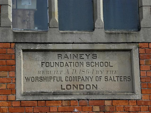 The inscription reads, "Rainey's Foundation School. Rebuilt AD1864 by the Worshipful Company of Salters London" It is located here H8990 : Rainey's Foundation School © Copyright Kenneth Allen and...