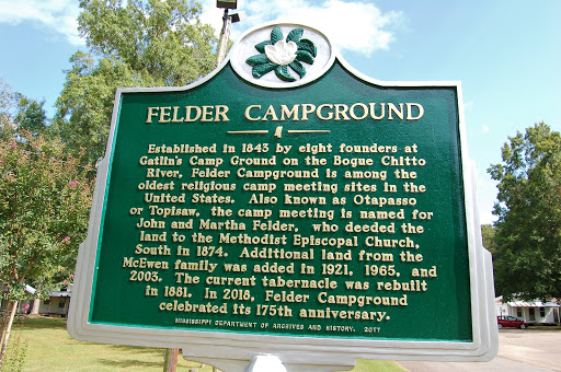 Established in 1843 by eight founders at Gatlin's Camp Ground on the Bogue Chitto River, Felder Campground is among the oldest religious camp meeting sites in the United States. Also known as...