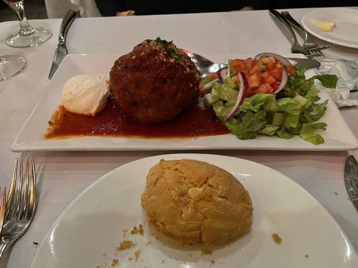 Gluten free roll and meatball salad