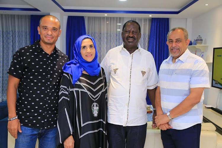 Ahmed Badawy, Rahma Shahbal, Raila Odinga and Suleiman Shahbal at Kilua Resort on Wednesday, March 18, 2020
