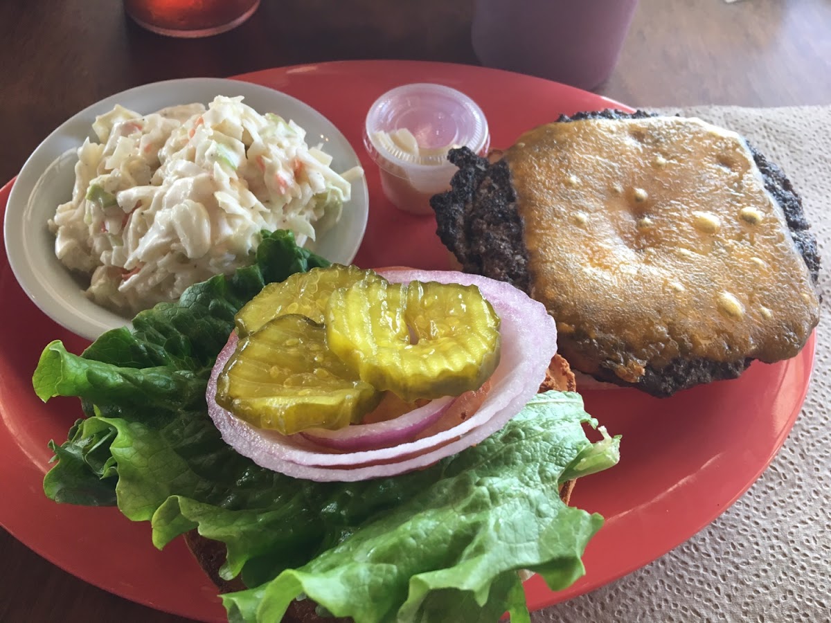 GF Cheeseburger with side of slaw.  2/2017
