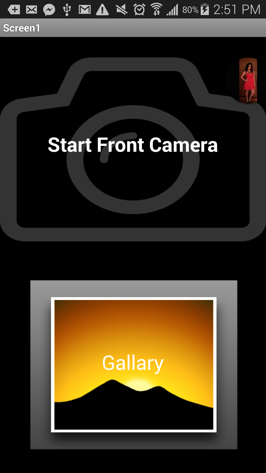 Android application Front Camera screenshort