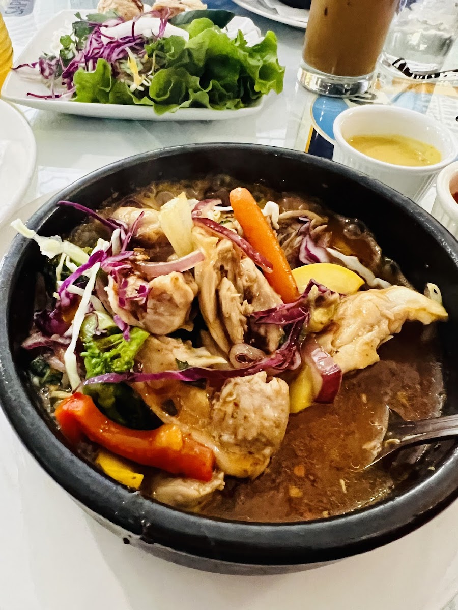 House specialty, chicken in a delicious broth with lots of veggies and jasmine rice