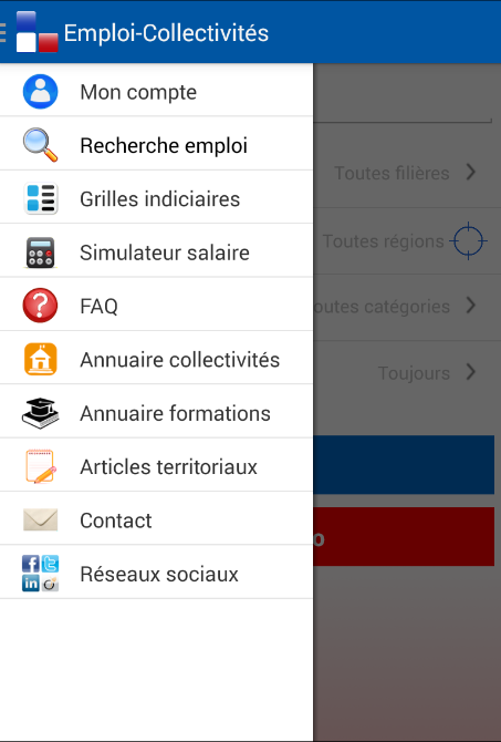 Android application Emploi Collectivites screenshort