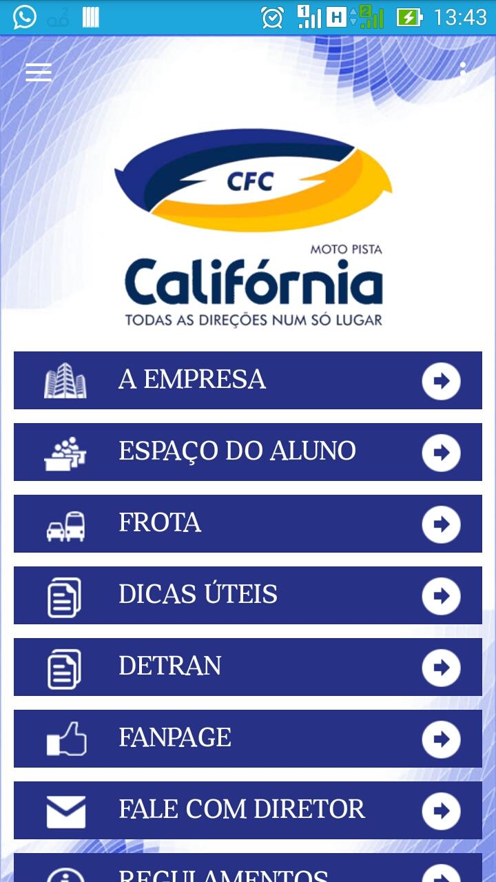 Android application CFC Califórnia screenshort