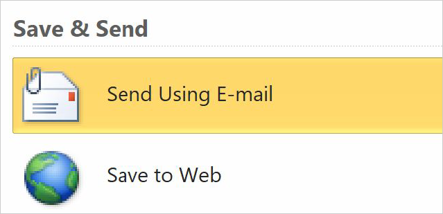 Save and send options in 2010 version.