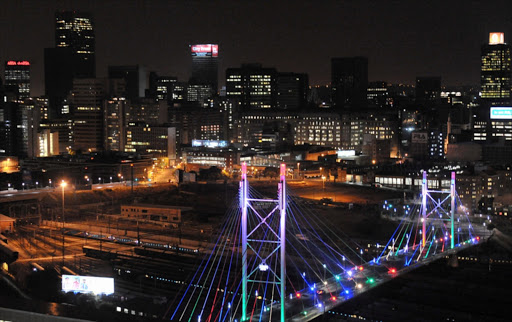 Johannesburg Skyline at night on April 13, 2012.