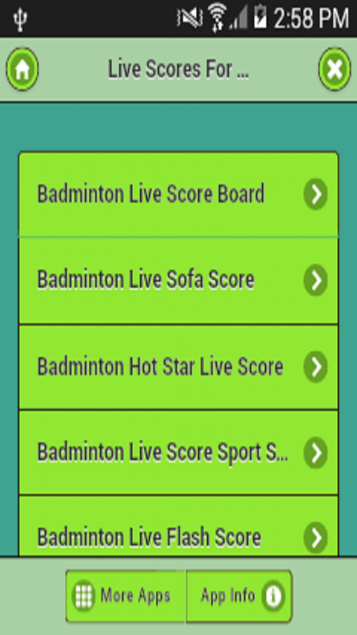 Android application Live Scores For Badminton screenshort