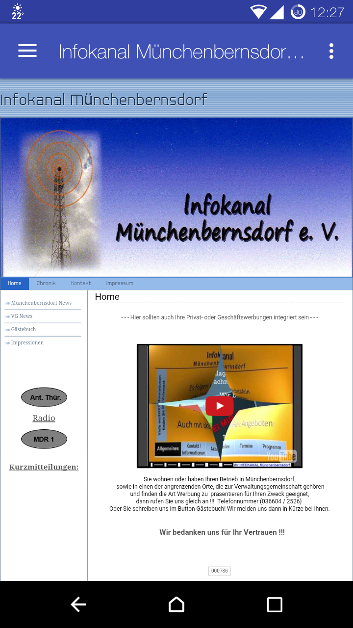 Android application Infokanal Münchenbernsdorf screenshort