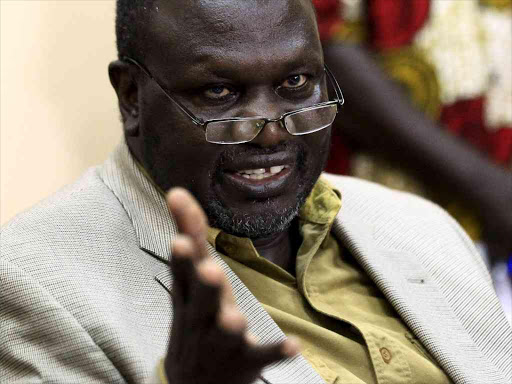 South Sudan opposition leader Riek Machar at a past news conference in Khartoum, after meeting with Sudan's President Omar al-Bashir and Uganda's President Yoweri Museveni, September 18, 2015 /REUTERS