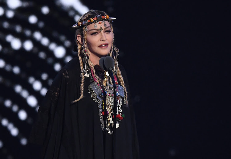 Madonna speaks onstage during the 2018 MTV Video Music Awards at Radio City Music Hall