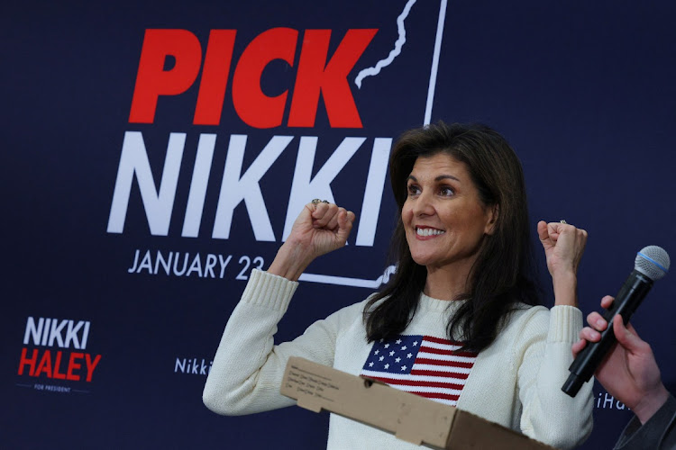 Republican presidential candidate and former US ambassador to the UN Nikki Haley campaigns at Franklin Pierce University in Rindge, New Hampshire, the US, January 20 2024. Picture: BRIAN SNYDER/ REUTERS
