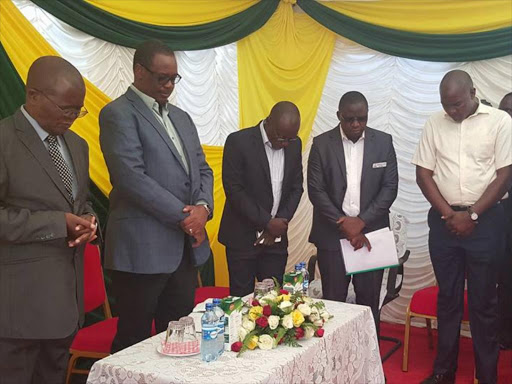 Nairobi Governor Dr Evans Kidero at the Starehe SDA Church where he joined worshippers for the Sabbath service on Saturday.Photo/Courtesy