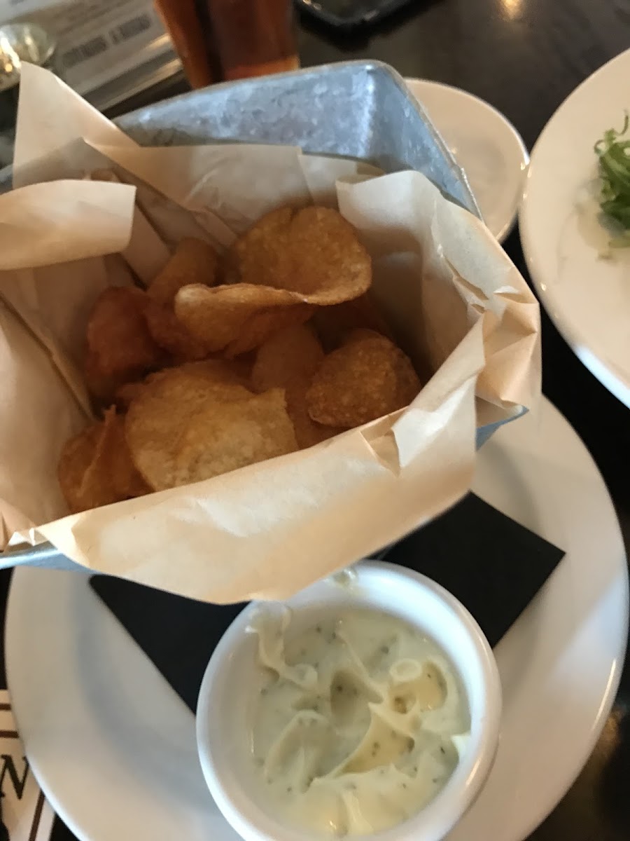 Rustic chips are great way to start a meal.  They are made in a common fryer so depends of your sensitivity level if these are safe.  We do not get reactions.