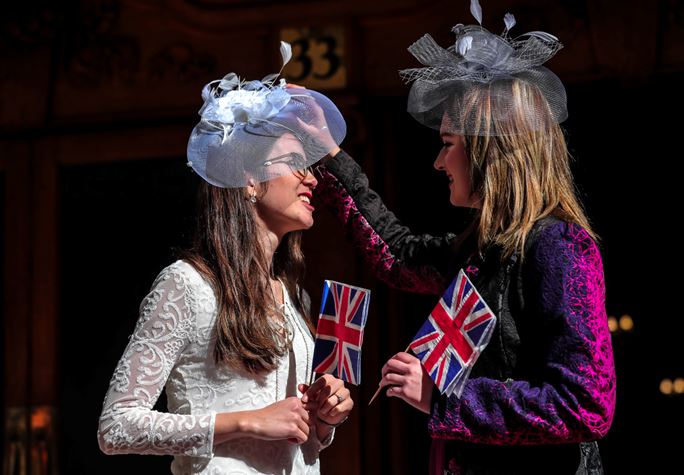 Viewing of the Royal wedding of Prince Harry and Meghan Markle at the Rand Club in Johannesburg. Veralda Schmidt and Sarita Gouws make sure everything is in place before the event starts.