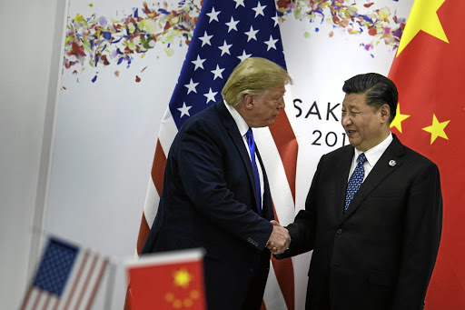 US president Donald Trump with China's president Xi Jinping at their bilateral meeting at the G20 leaders summit in Osaka, Japan, on Saturday.