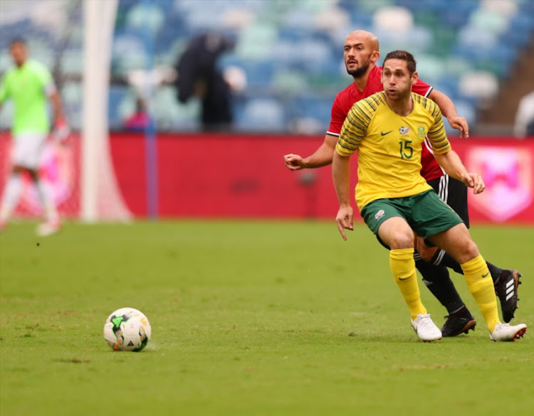 Dean Furman loses the ball during the 2019 Africa Cup of Nations qualifying match between South Africa and Libya at Moses Mabhida Stadiium on September 08, 2018 in Durban, South Africa.