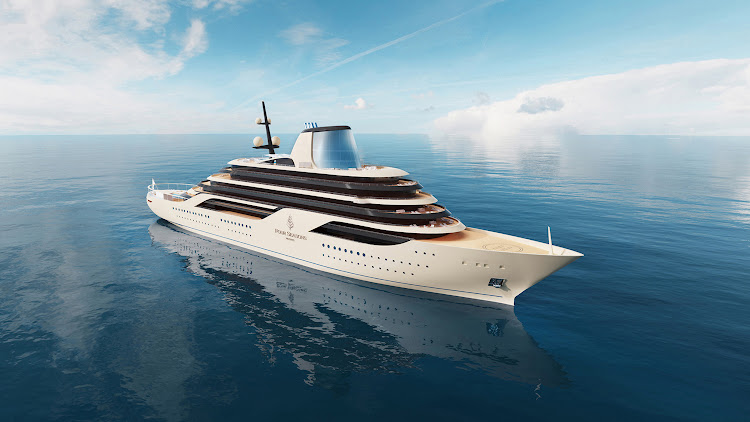 This rendering shows the first of at least three luxury yacht liners commissioned by Four Seasons.