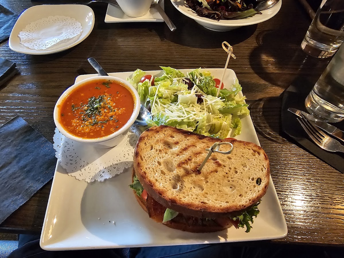 Gf trio: caesar salad, tomato soup, & blt(delightful combo)