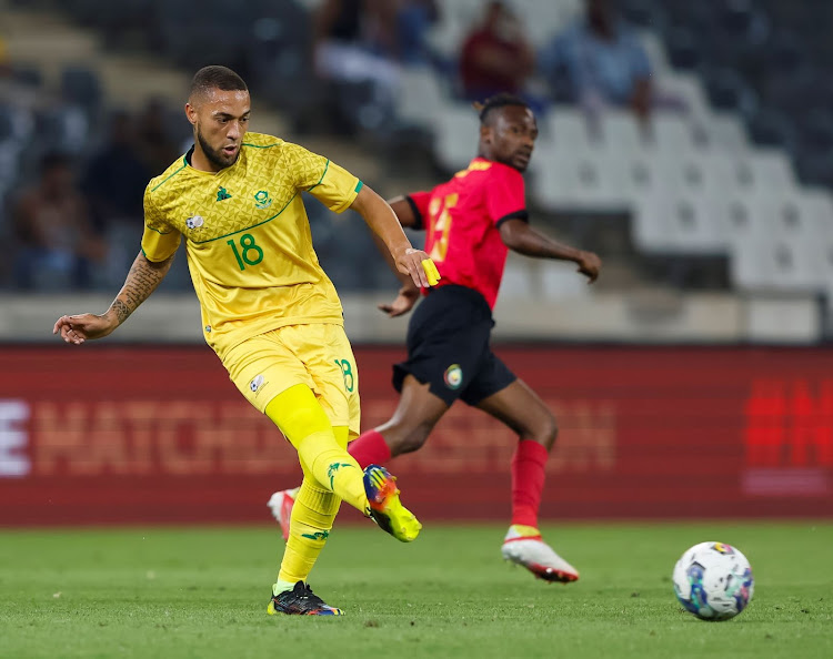 Bafana Bafana midfielder Miguel Timm during the international friendly match against Mozambique at Mbombela Stadium on November 17, 2022.