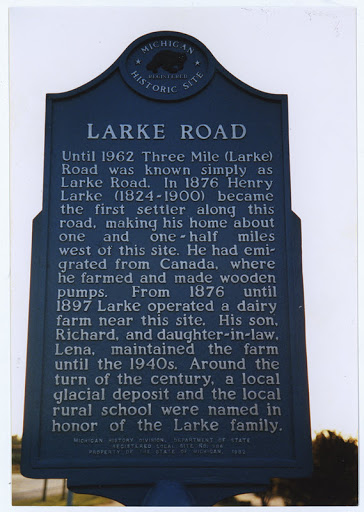 Until 1962 Three Mile (Larke) Road was known simply as Larke Road. In 1876 Henry Larke (1824-1900) became the first settler along this road, making his home about one and one-half miles west of...