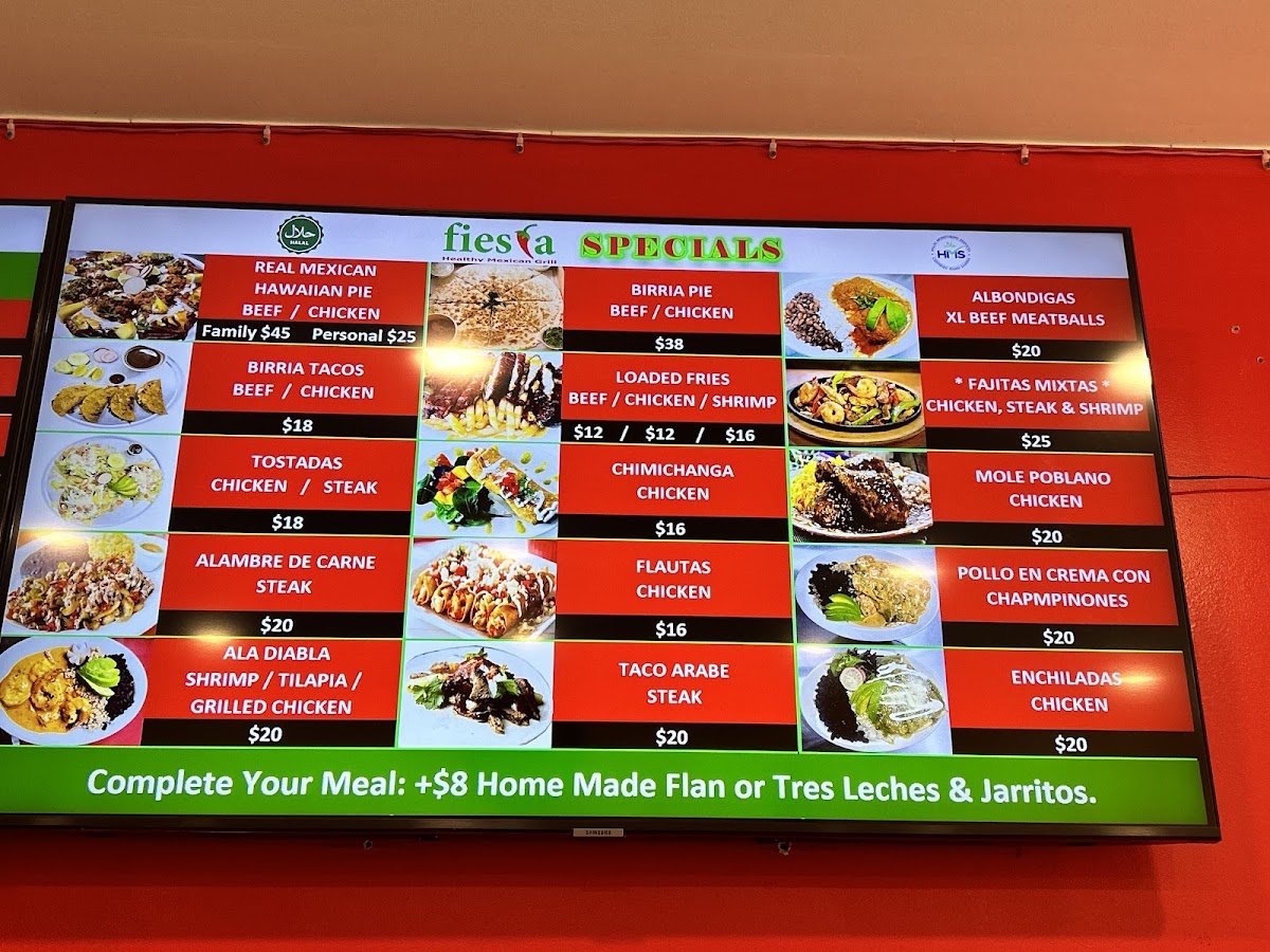 Specials menu