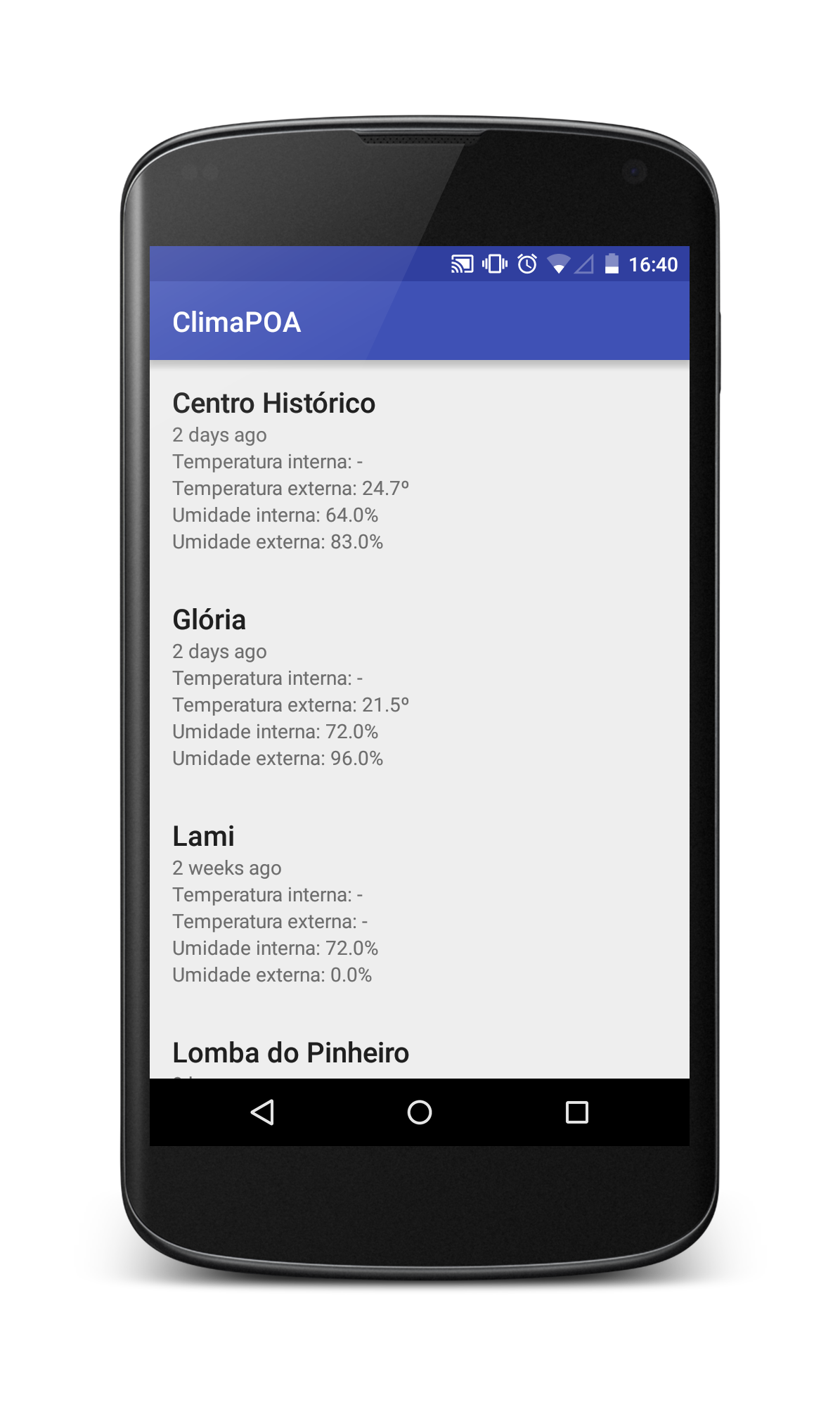 Android application ClimaPOA screenshort