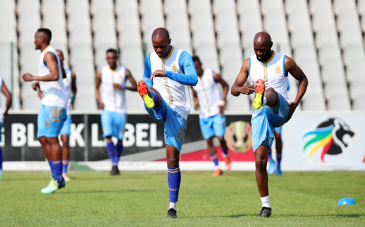Royal AM players warming up before their debut DStv Premiership 2021-22 match against Swallows FC at Dobsonville Stadium in Soweto on August 22 2021.
