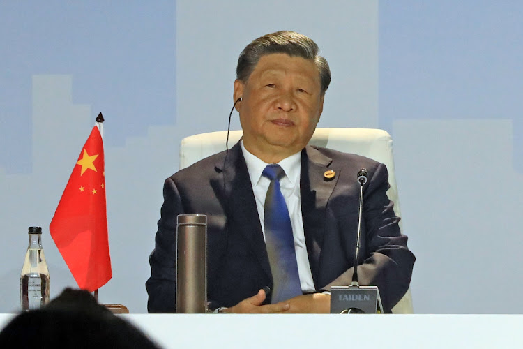 Chinese President Xi Jinping at the Brics media briefing in Sandton, Johannesburg.