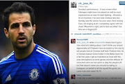 A screen shot picture of Chelsea midfielder Cesc Fabregas which was posted by Jose Mourinho's son Jr.