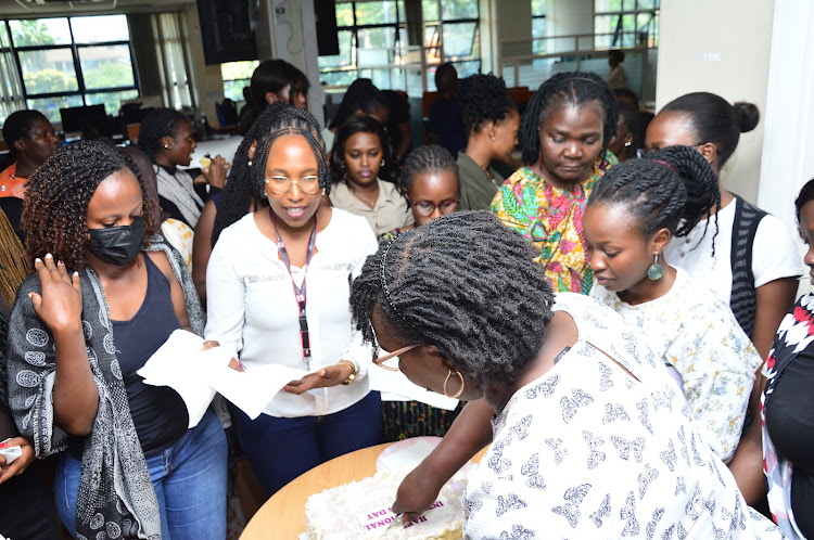 Radio Africa Group staff celebrating International Women's Day at their offices in Nairobi March 8, 2024.