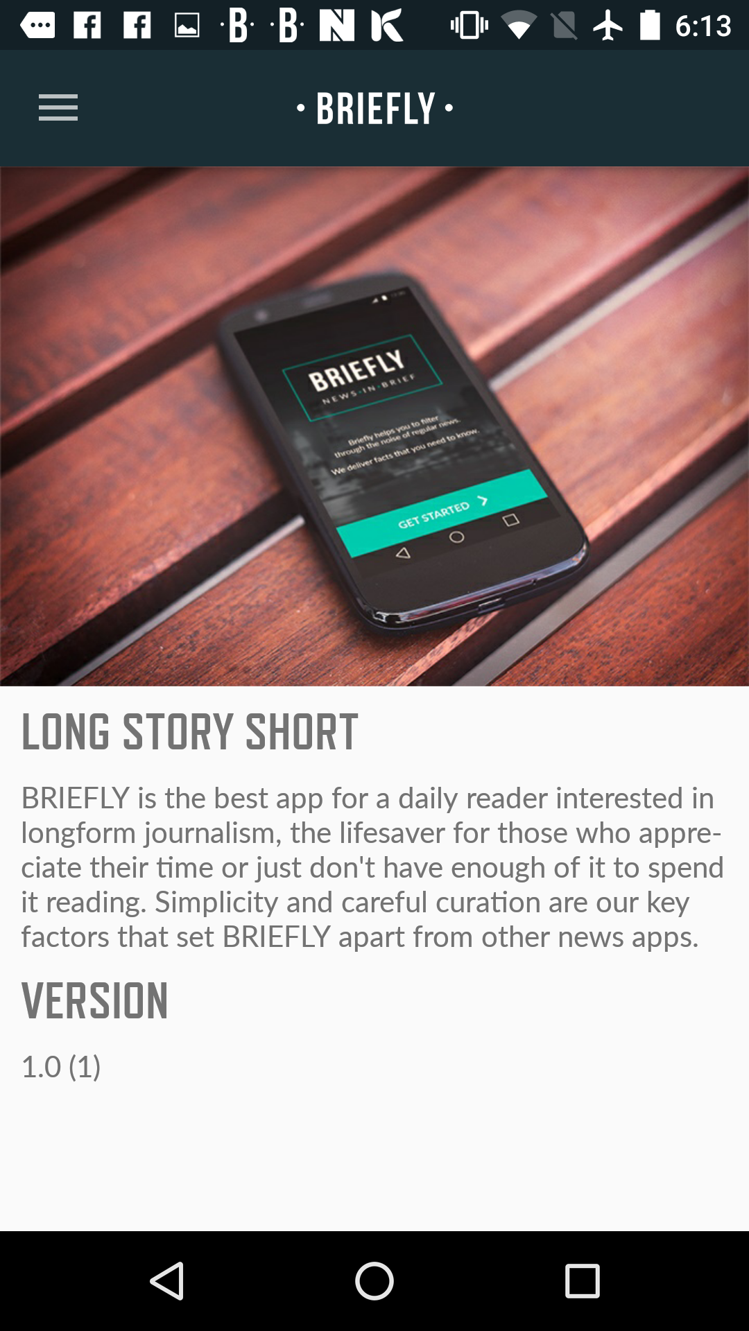 Android application BRIEFLY - long story short screenshort