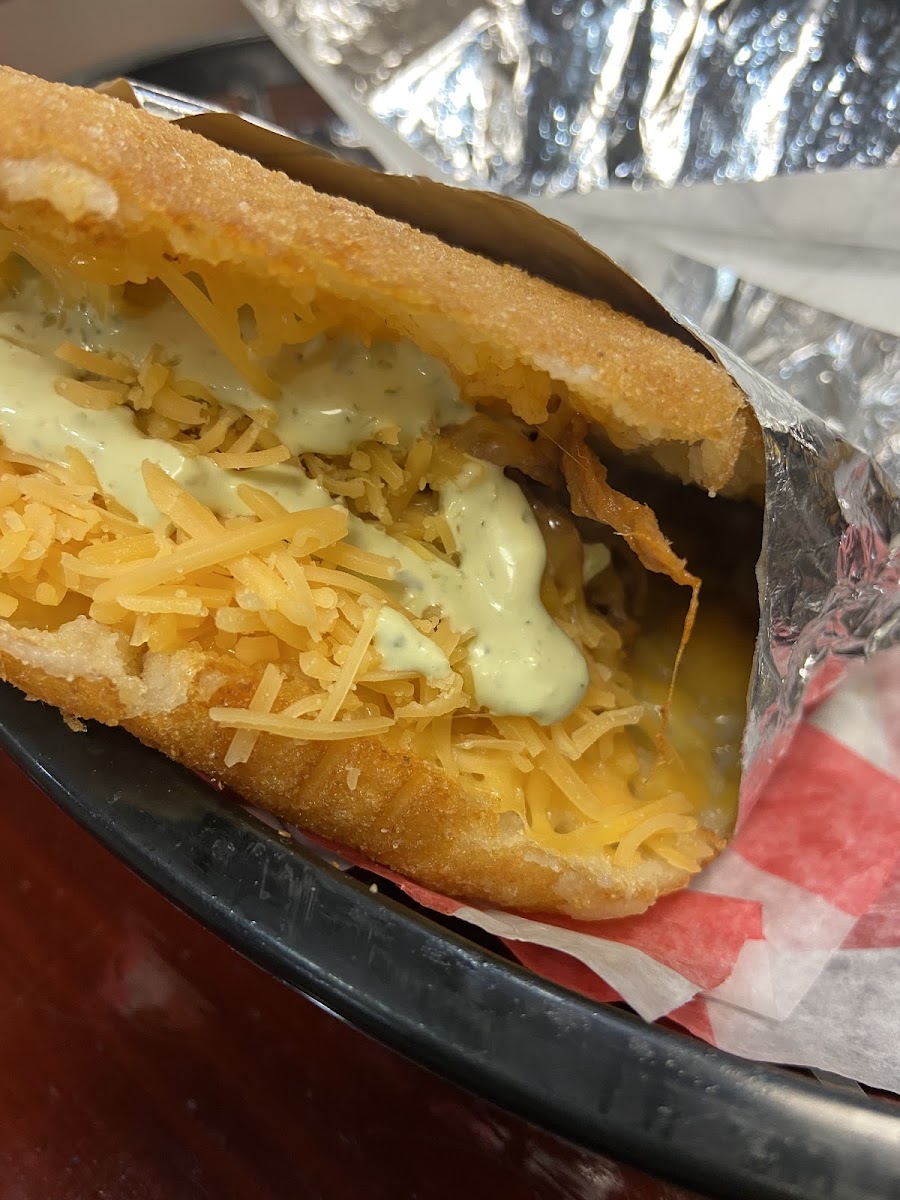 Beef and cheese arepa