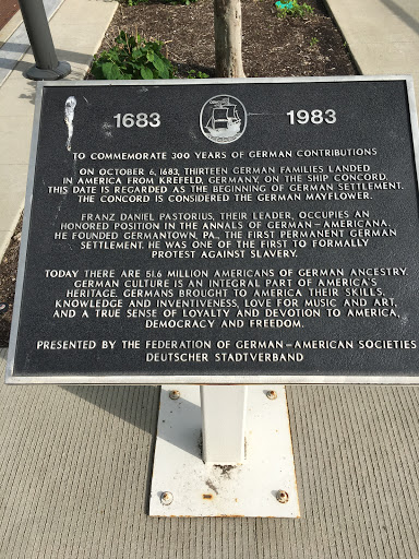 1683 - 1983To commemorate 300 years of German contributionsOn October 6, 1683, thirteen German families landed in America from Krefeld, Germany, on the ship Concord.  This date is regarded as the...
