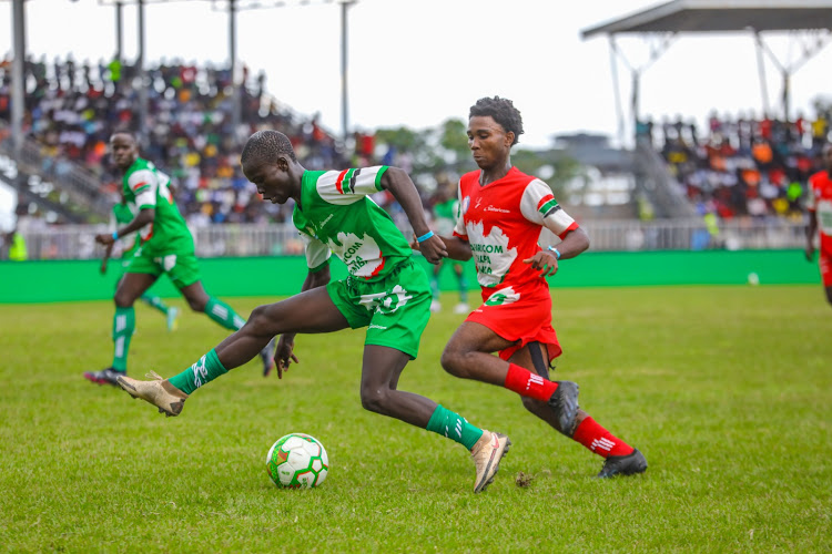 Action between Obunga FC and Bandari Youth in the semi finals