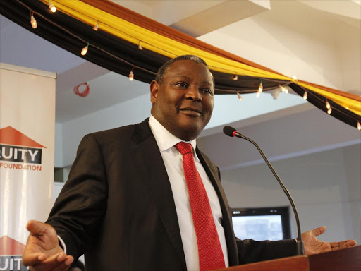 Equity Bank CEO James Mwangi speaking during a past function. /FILE