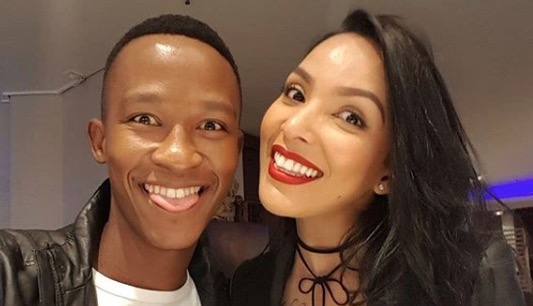 TV presenter Katlego Maboe and baby mama Monique Muller seen here in happier times.