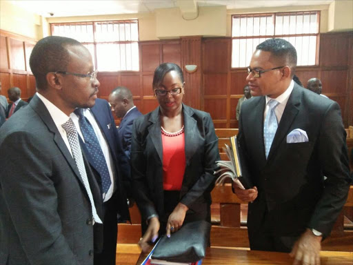 Nairobi Governor Mike Sonko's lawyers led by Harrison Kinyanjui after the county chief lost a bid for his petition to be struck out, December 7, 2017. /CAROLE MAINA