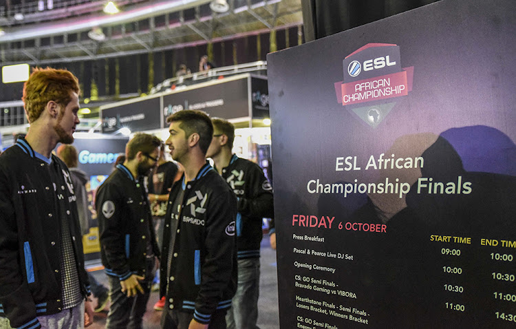 Members of Bravado Gaming wait backstage before entering the ESL African Championship final on Saturday. They eventually lost the championship to another South African team, Energy Esports.