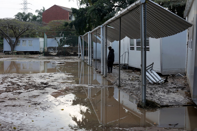 Classrooms that were erected at Brettonwood High School in Umbilo after the April 2022 floods were damaged by floods on June 27 2023. Photo: SANDILE NDLOVU