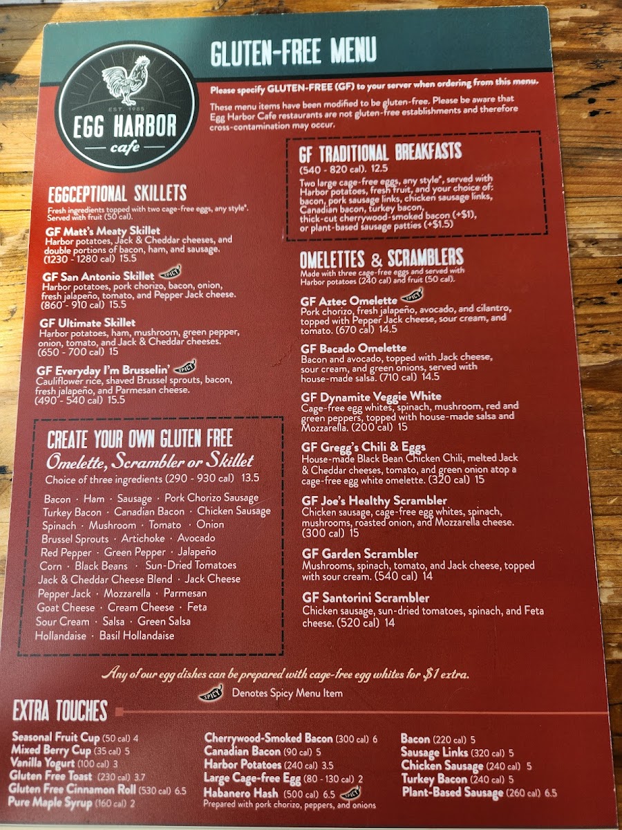 Egg Harbor Cafe gluten-free menu